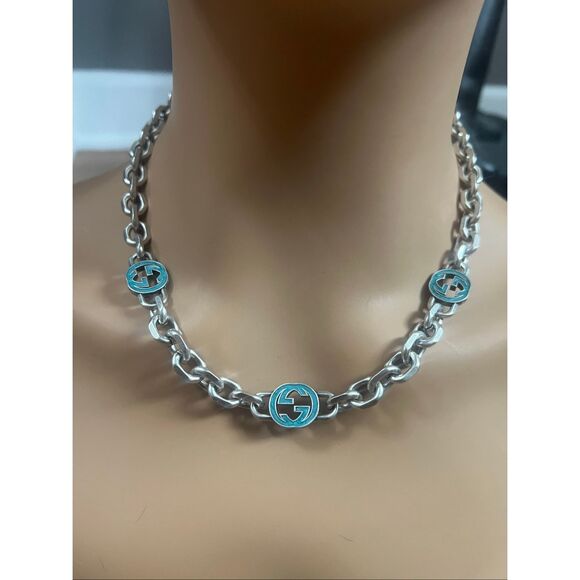 Gucci reversible gg silver tone necklace - Picture 3 of 13